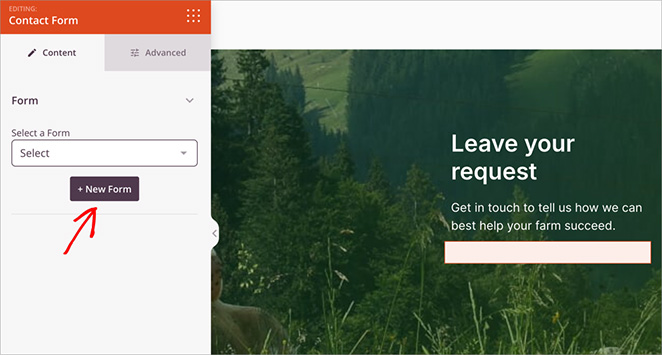 Create a new WPForms form for your landing page