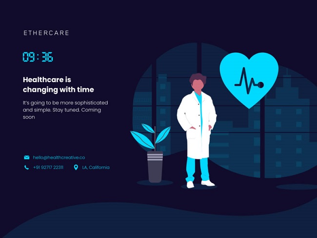 Ethercare coming soon page example