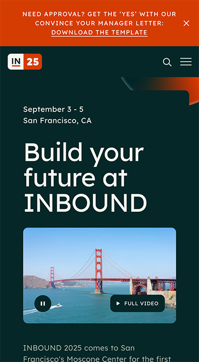 Inbound mobile landing page example