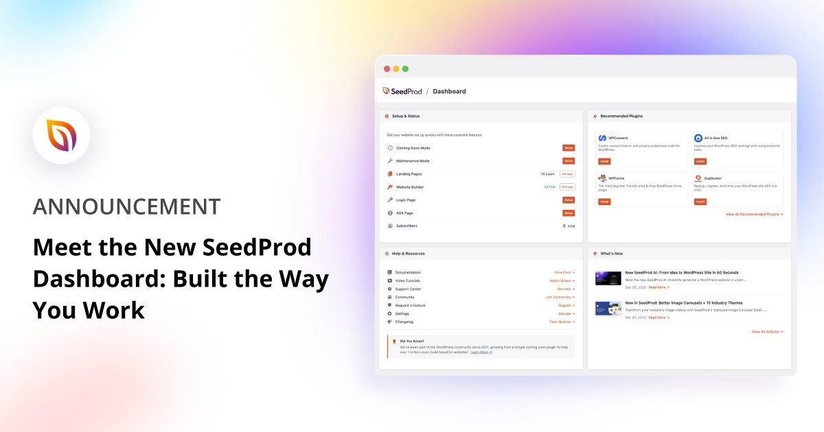 Meet the New SeedProd Dashboard: Built the Way You Work