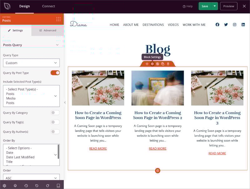 SeedProd blog posts block displaying recent articles in grid format.