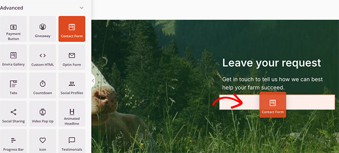 Add a contact form block to your WordPress landing page