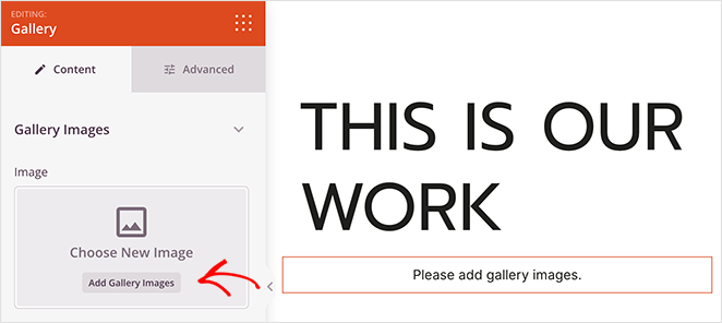 Add Gallery Images in gallery block settings