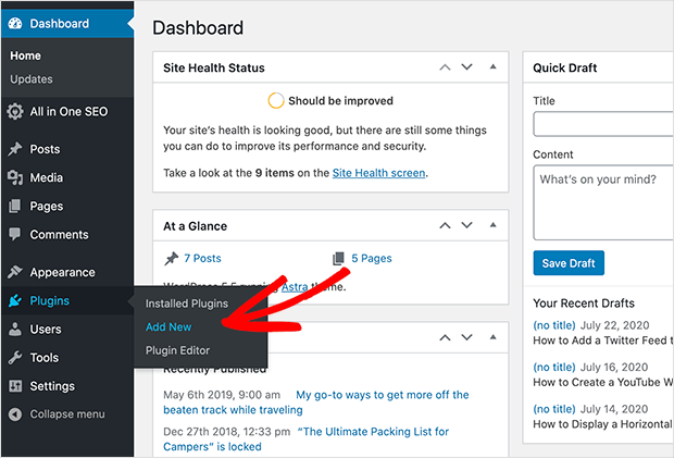 Add new WordPress plugin from dashboard