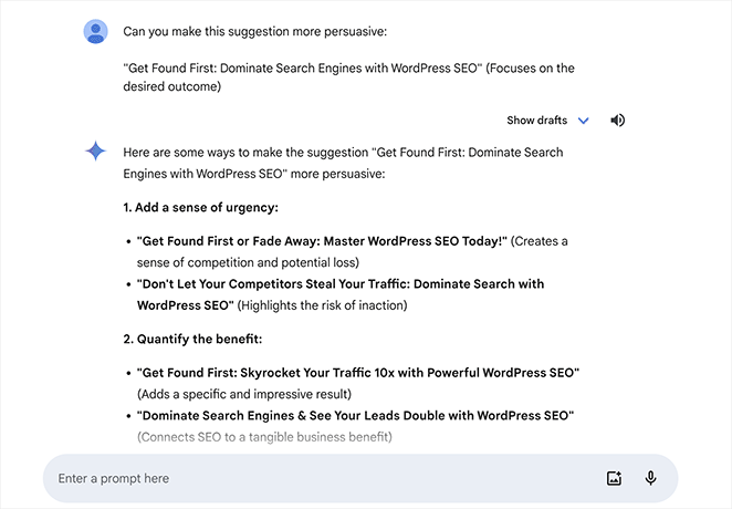 Collaborating with Google Gemini to create content 
