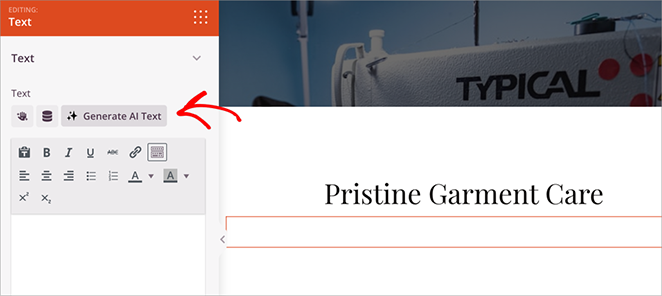 Using SeedProd AI to write landing page copy inside the page builder