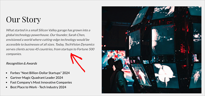 Example of custom CSS changing paragraph text to italic in WordPress