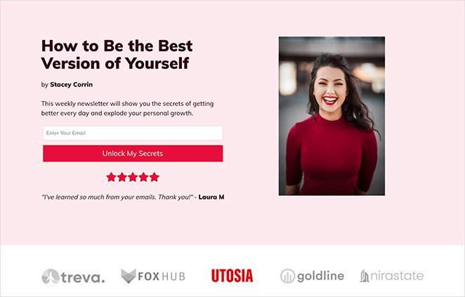 Landing page example made in SeedProd