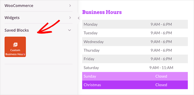 Reusable block library in SeedProd showing saved templates for blog elements.