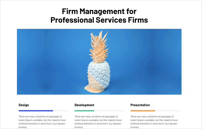 3-column service section layout created with SeedProd