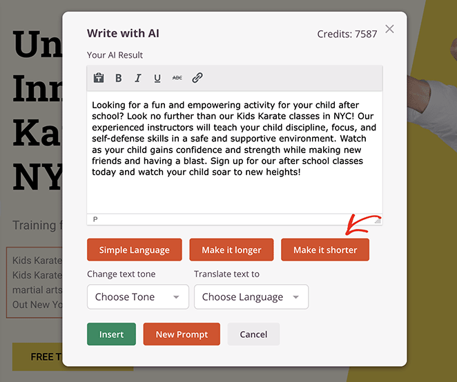 Shorted ai-generated text with SeedProd