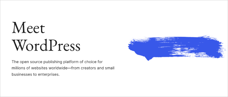 WordPress.org homepage showing the open-source website platform for service businesses