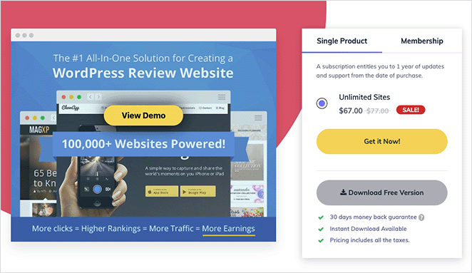 WP Review Pro plugin interface screenshot