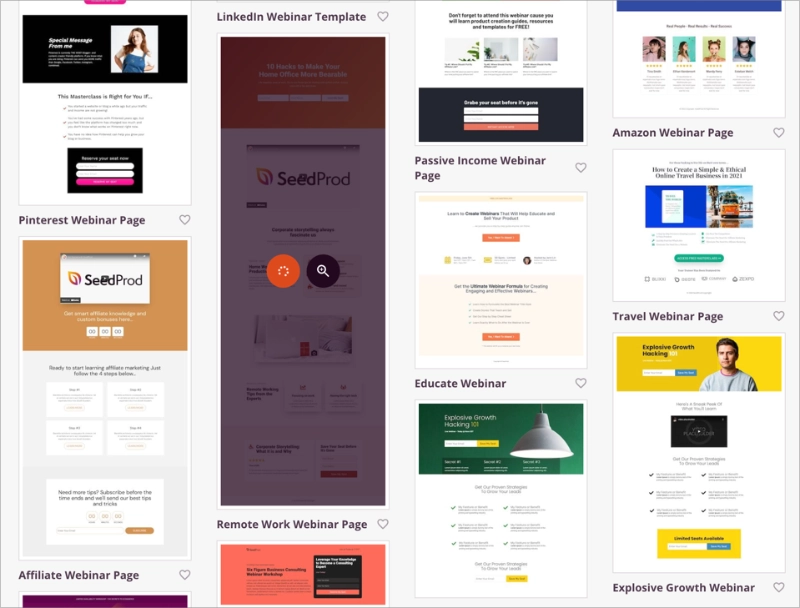 SeedProd template library with clean business-style layouts
